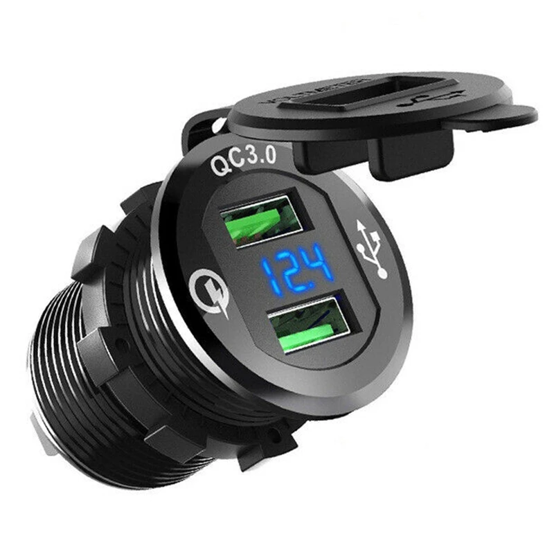 

Разъем зарядного устройства Qc3.0 с двумя USB-портами, универсальный адаптер автомобильного разъема, зарядное устройство USB 12-24 В