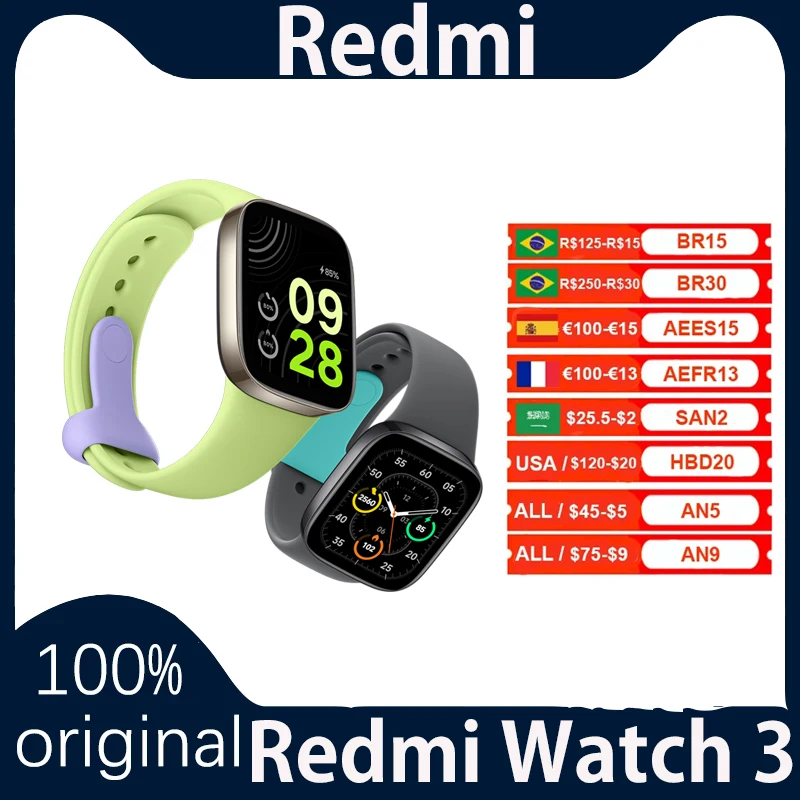 

Смарт-часы Redmi Watch 3, 1,75 дюйма, AMOLED, 60 Гц, пульсометр, GPS
