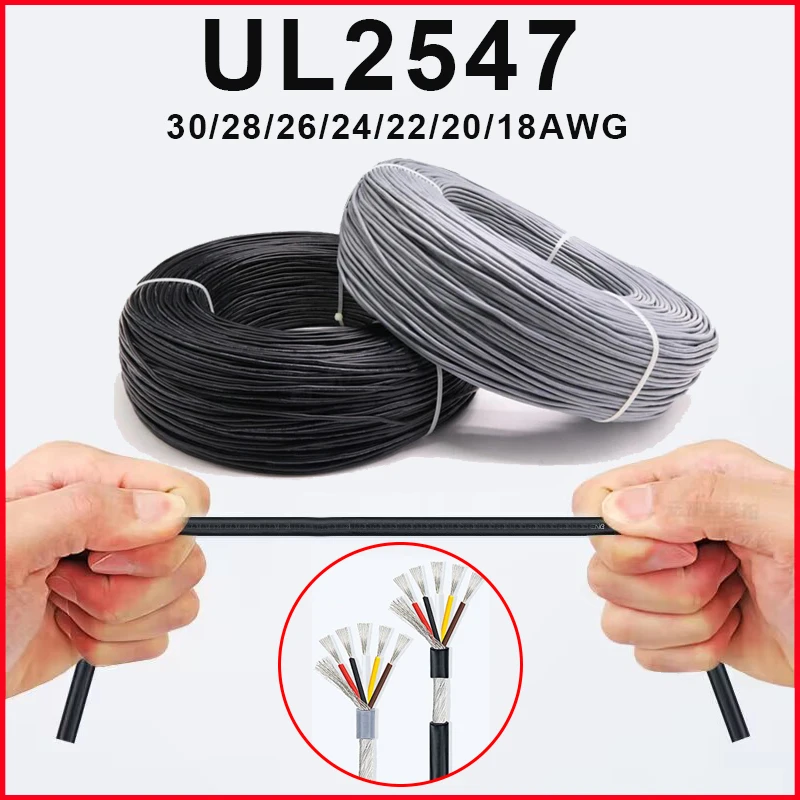 

UL2547 Signal Shielded Cable 22 24 26 28 AWG PVC Insulated 2 3 4 Cores Amplifier Audio Copper Wire Headphone DIY Control Line
