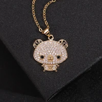 european and american simple cartoon items jewelry inlaid zircon animal puppy pendant copper and gold necklace