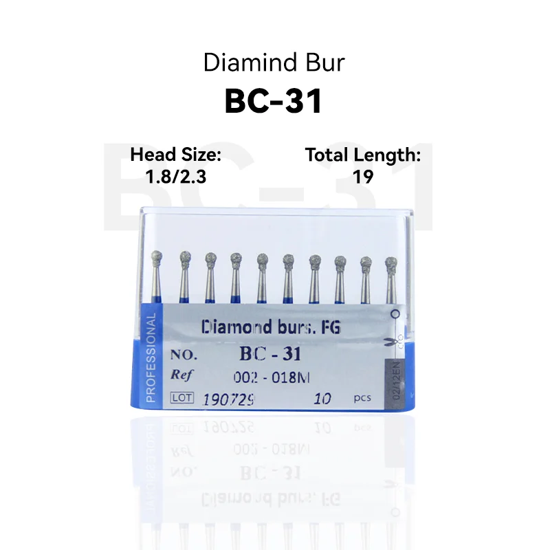 

10pcs Dental Clinic Products BC-31 002-018M Diamond Bur FG High Speed 1.8/2.3 19.0 Blue Medium Intra-oral Tools Material