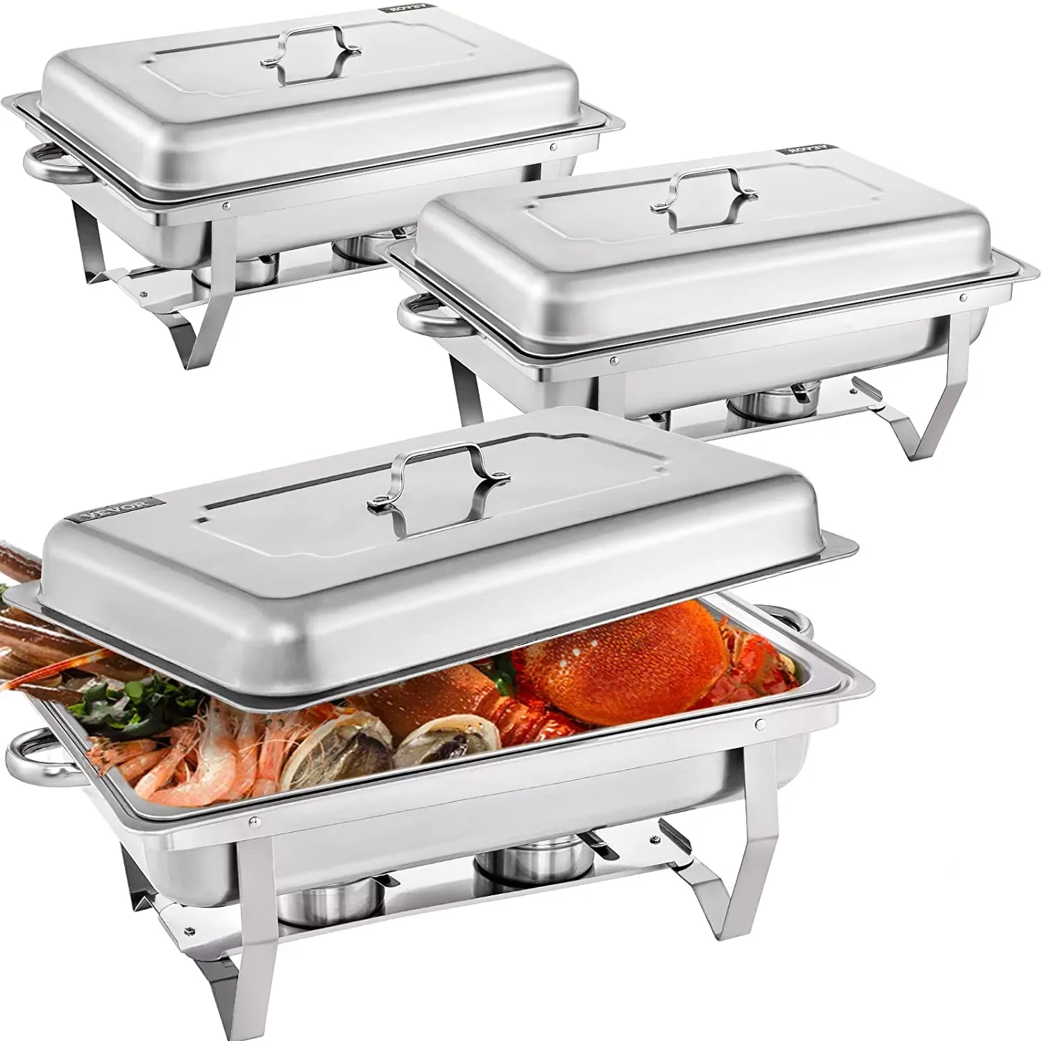 

Dishes Buffet Stove Food Warmer 9L / 8 Quart Stainless Steel Foldable for Self-Service Restaurant Catering Parties