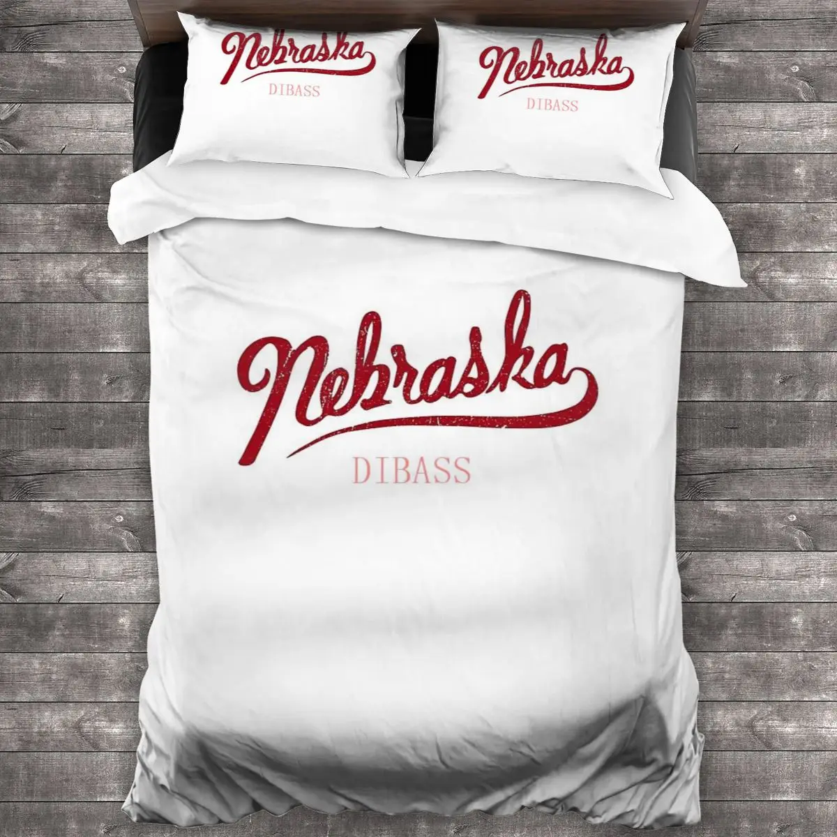 

Nebraska Hand Drawn Writing Graphic Script Soft Microfiber Comforter Set with 2 Pillowcase Quilt Cover With Zipper Closure
