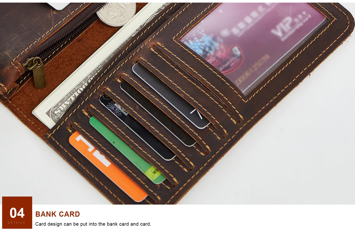 

Crazy Horse Skin Men's Wallet Retro Fashion Large Capacity Long Wallet Fashion Casual Handbag Leather Wallet