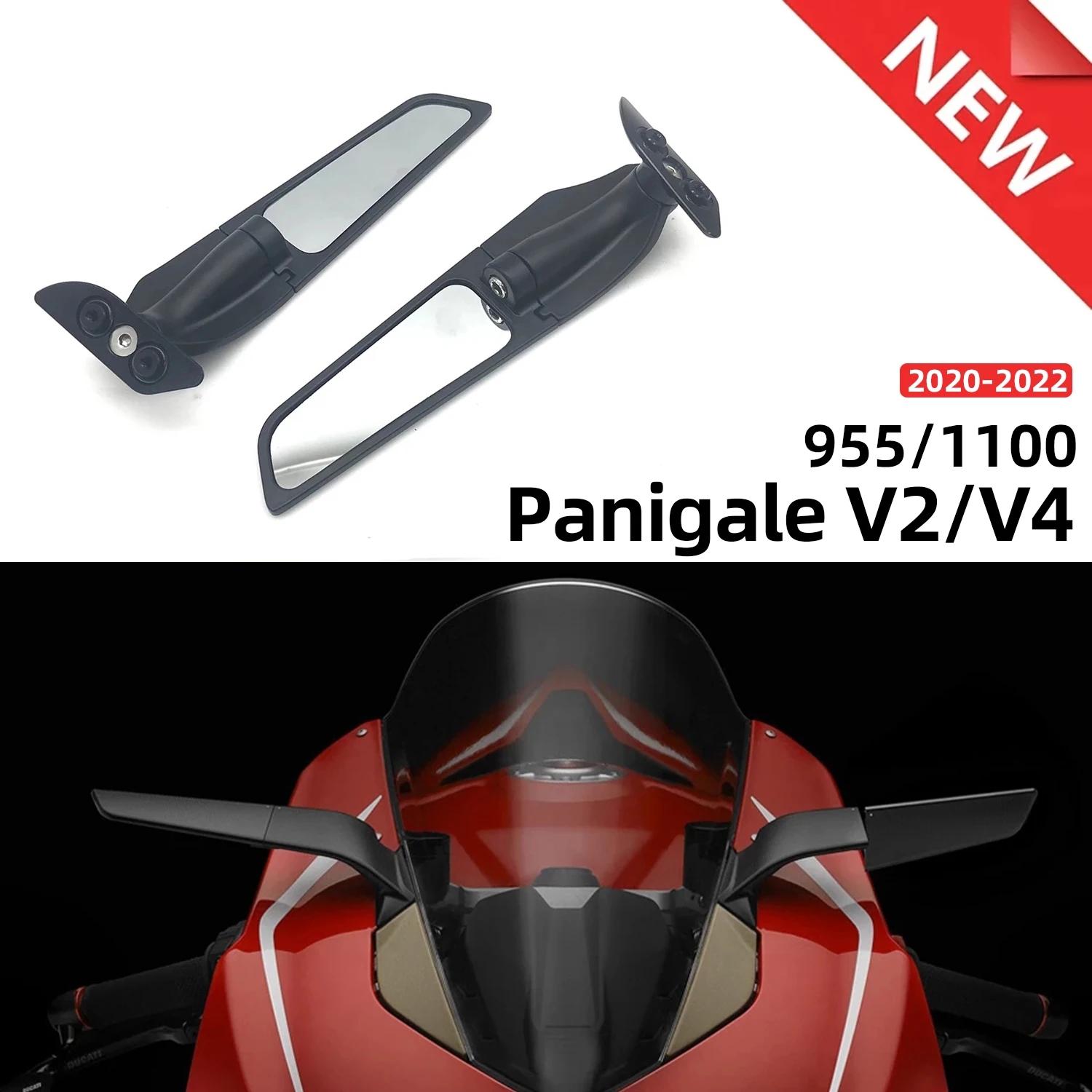 For DUCATI Panigale V2 V4 959 1299 2020-2021 Rearview Mirrors Wind Wing Adjustable Rotating Side Mirror Winglet