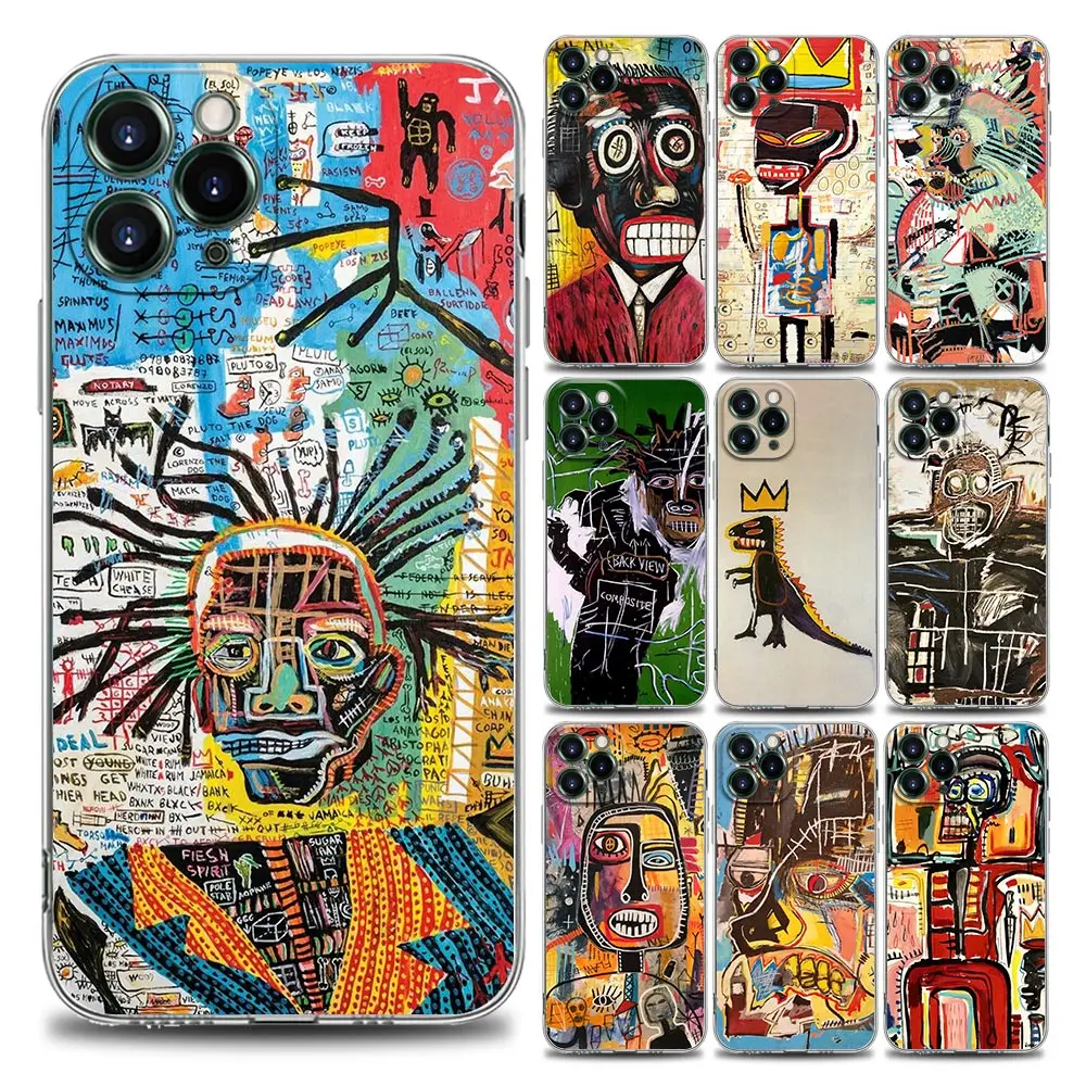 

Art Graffiti Jean-Michel Basquiat Art Clear Phone Case for iPhone 11 12 13 Pro Max 7 8 SE XR XS Max 5 5s 6 6s Plus Soft Silicone