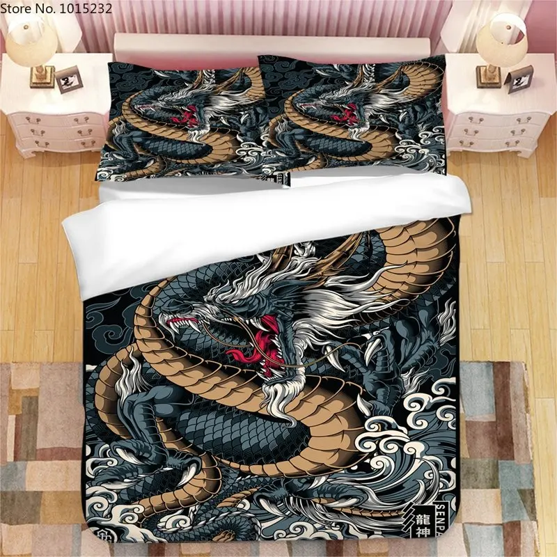 

Japanese Dragon 3D Printed Bedding Set Duvet Covers Pillowcases Comforter Bedding Set Bedclothes Bed Linen
