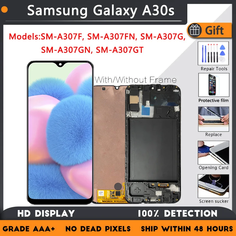 

AMOLED For Samsung Galaxy A30s SM-A307F A307FN LCD Display A30S A307G SM-A307GT/DS Screen Digitizer Assembly Repair Replacement