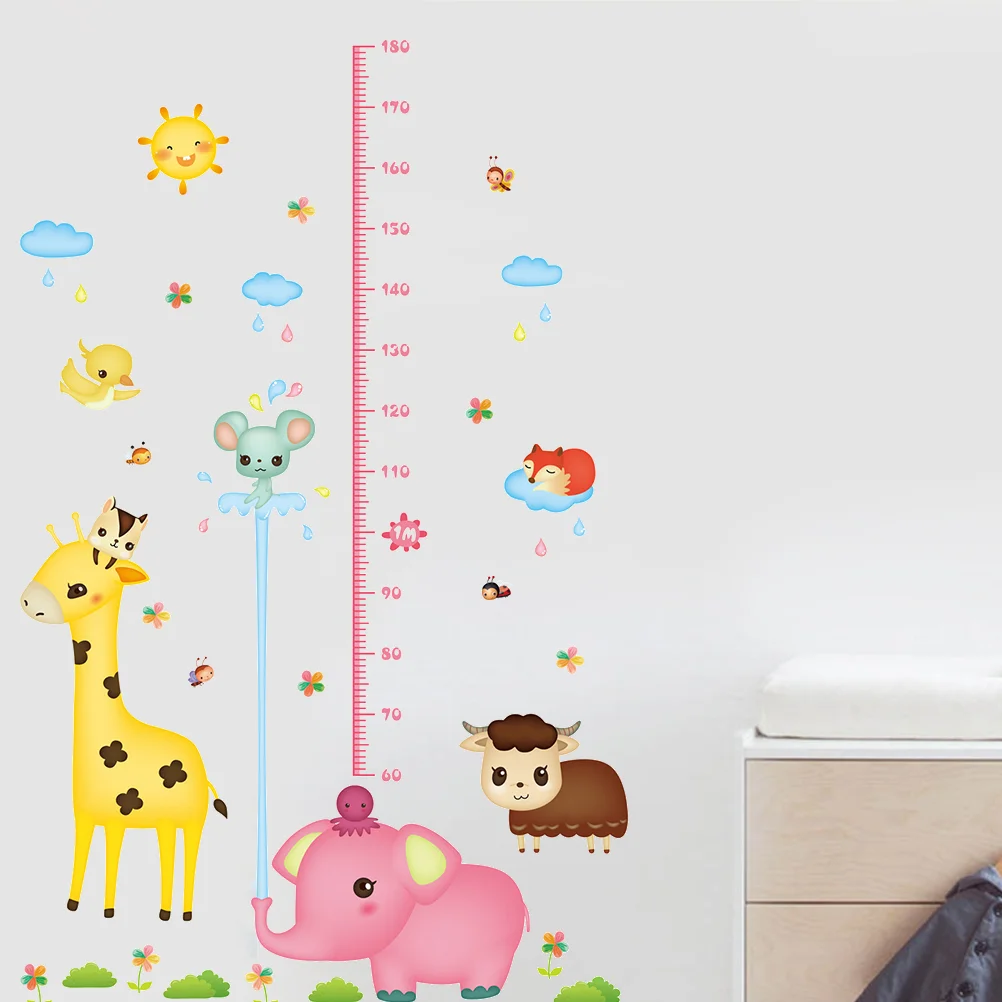 

Chart Growth Sticker Kids Wall Height Cartoonruler Nursery Room Decor Animal