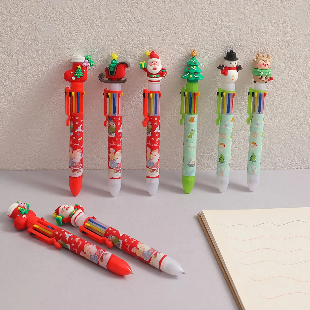 

6 Pcs Christmas Party Gifts Gel Pens Practical Ballpoint Portable Plastic Student Themed Office Writing Fountain