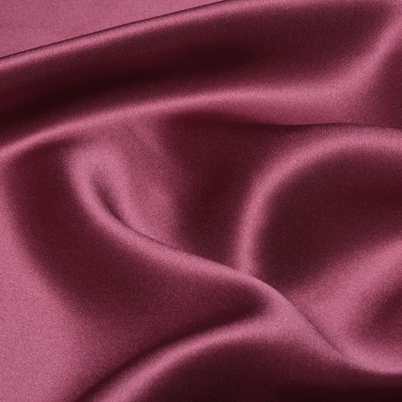 

114CM Wide 30MM Heavy Silk Crepe Plain Fabric for Summer Spring Dress Shirt Clothes Cheongsam Bean Red Solid Color Fabric H049