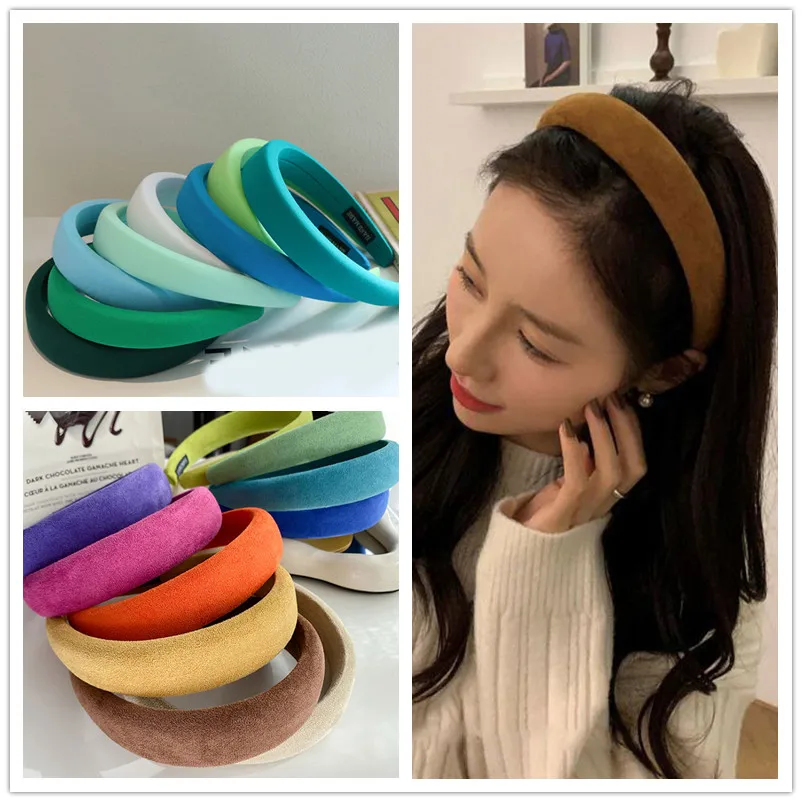

Fashion Women's Hair Hoop Hairband Solid Plush Headband Wide Padded Headwear for Girls Chic Hair Band Headwear Hair Accessories