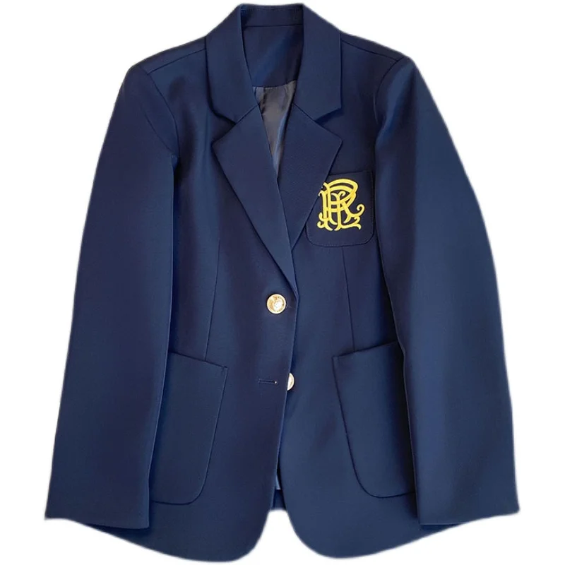 Женский Однобортный блейзер с карманами и вышивкой |