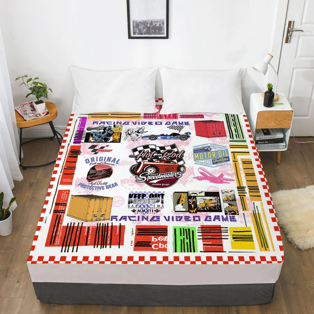 

Cartoon Elastic fitted sheet bed sheet With An Elastic Band Mattress Cover Customizable size lovely Bed cover for kids pink