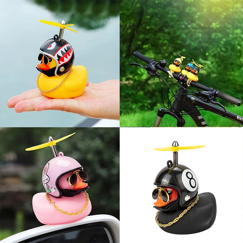 

Helmet Bicycle Broken Wind Yellow Mini Duck Car Accessories Interior Decor Bath Duck Doll Motorcycle Duckling Motocross Ducky