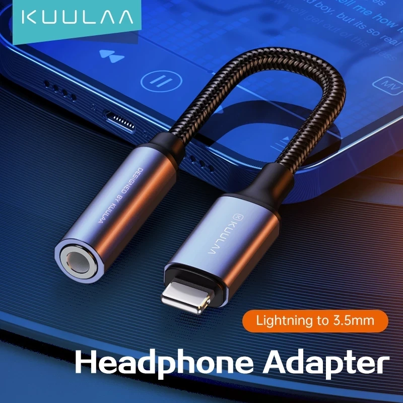 

KUULAA Adapter For iPhone to 3.5mm Headphones Adapter For iPhone 12 11 Pro max x xr Aux cable 3.5mm Jack Cable For ios Adapter