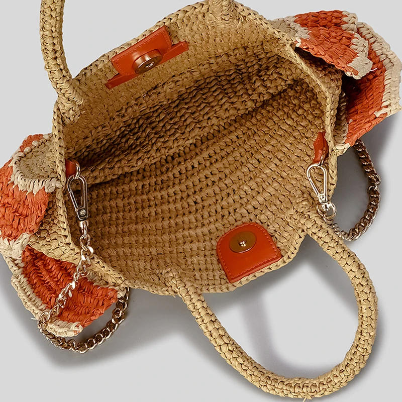 Casual Panelled Ruched Straw Bag Paper Woven Women Handbags Handmade Shoulder Crossbody Bags Summer Beach Large Tote Purses 2023