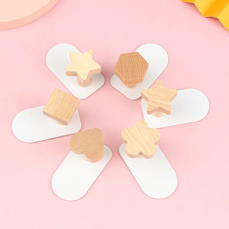 

Nordic Wood Wall Decorative Hanger Hooks Punching-free Behind-door Clothes Coat Bags Key Holder Hook Bathroom Tower Hook Rack