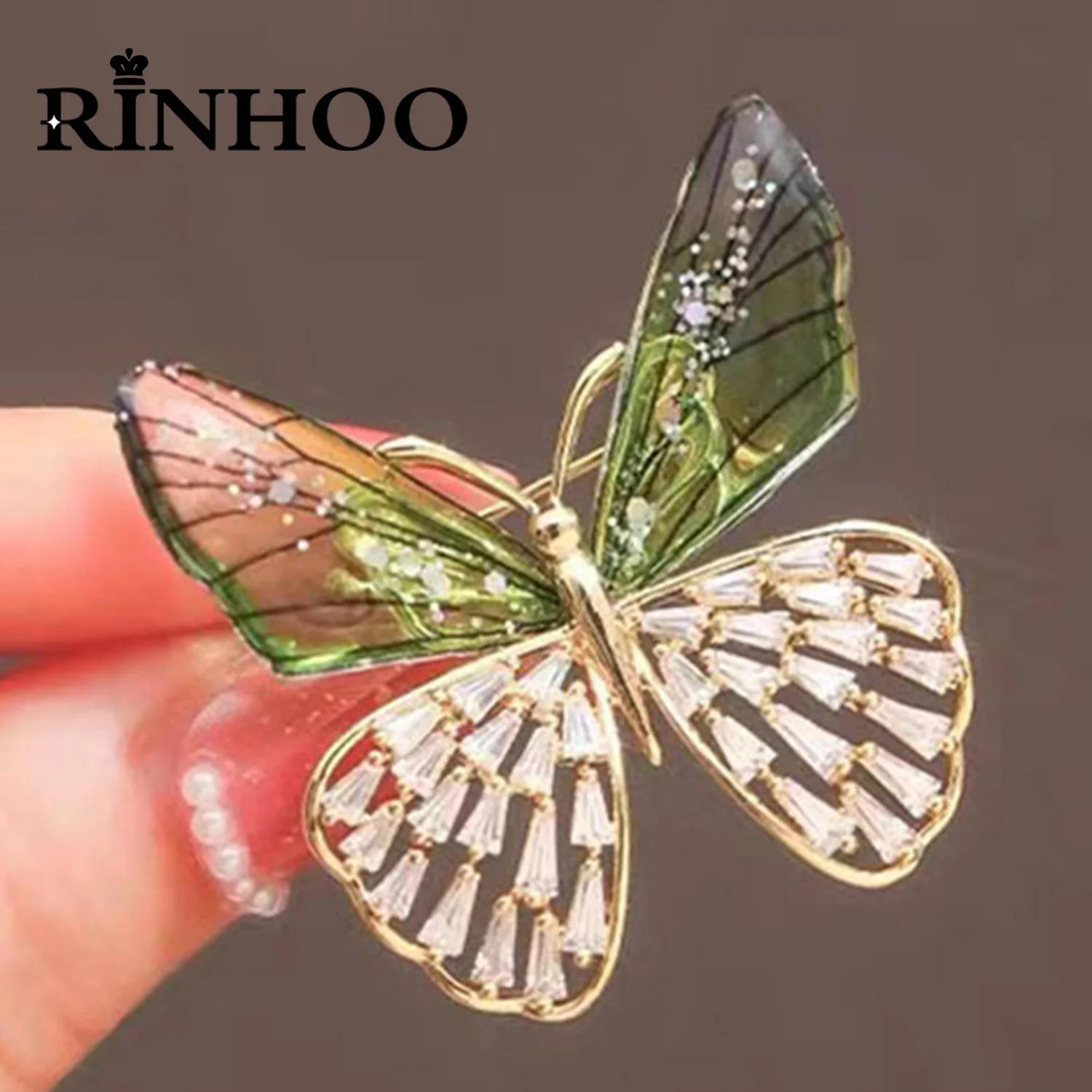 

Rinhoo Summer Hollow Wings Butterfly Brooches For Women Charm Sparkling Zircon Animal Insect Pins Wedding Clothing Badge Jewelry