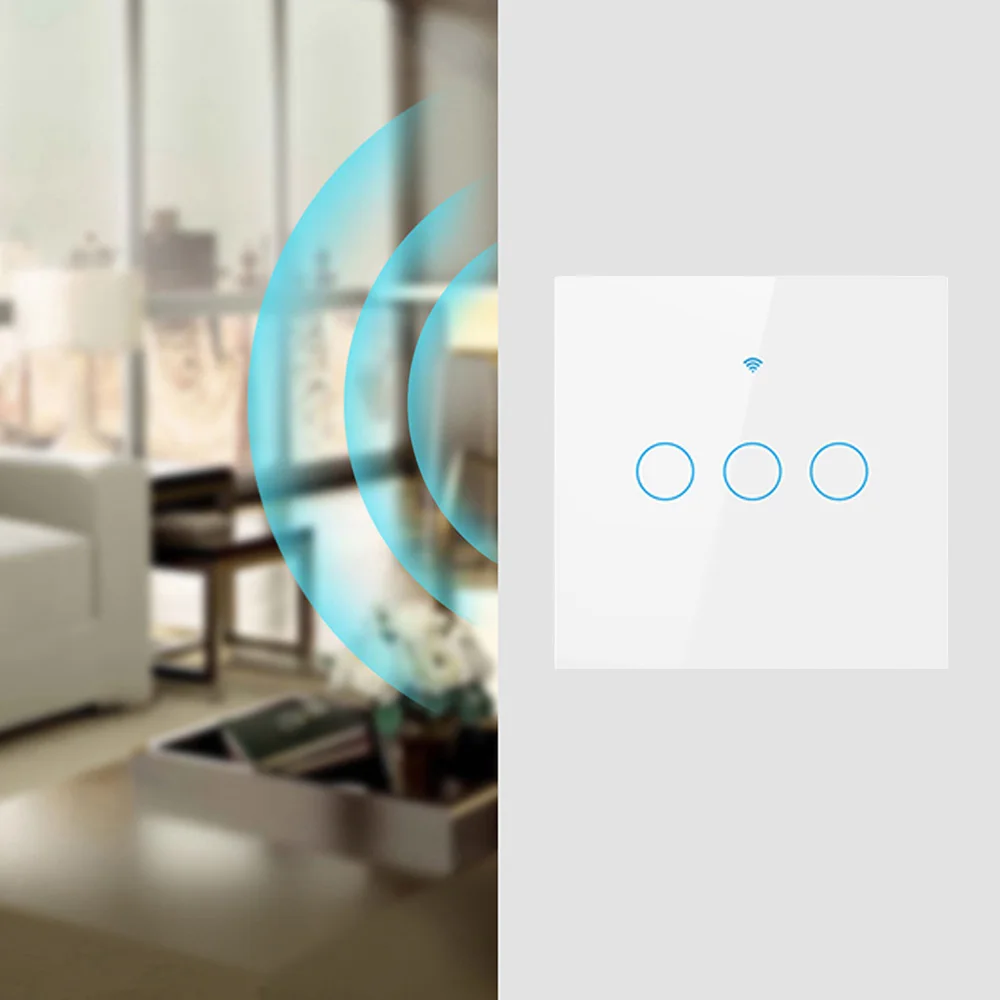 Настенный сенсорный выключатель с Wi-Fi RF433 1 шт. ЕС нейтральный/одинарный провод