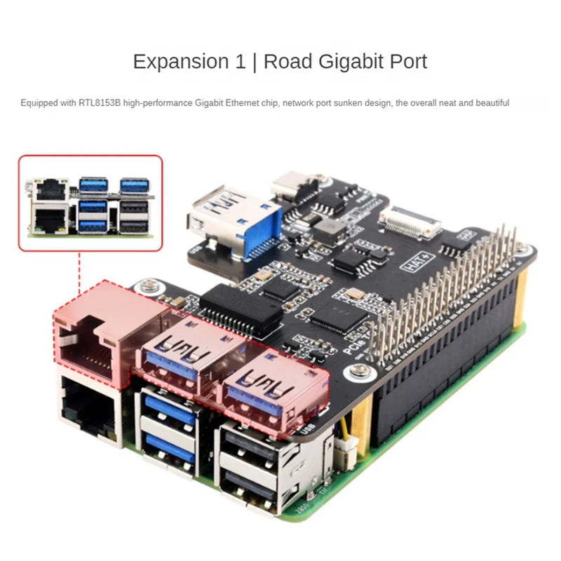 Плата расширения Pcie для Raspberry Pi 5 Gigabit Ethernet и USB 3 2 Gen1 HAT + плата PI5