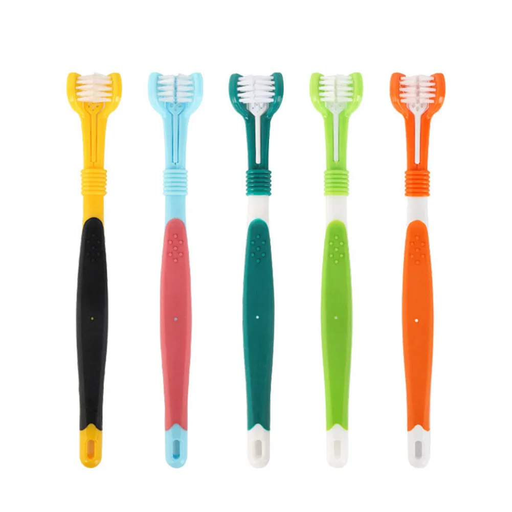 

Three-Head Pet Dogs Toothbrush Dog Brush Brushing Teeth Cleaning Mouth Care Breathe To Remove Bad Breath Dog Cat Toothbrush