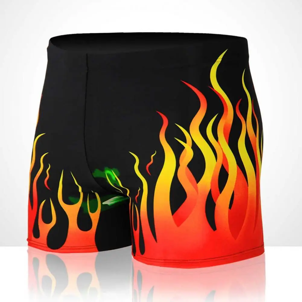 

Fire Pattern Terrific One Size Swimming Pants Beachwear Men Trunks Anti-shrink for Swimming Pool