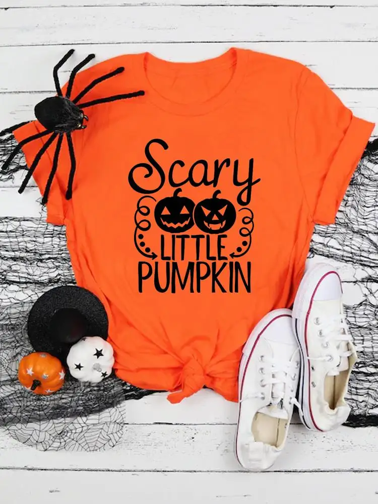 

Pumpkin Trend 90s Cute Halloween Fall Autumn T Clothing Clothes Ladies Print Fashion Orange T-shirts Women's Female Graphic Tee