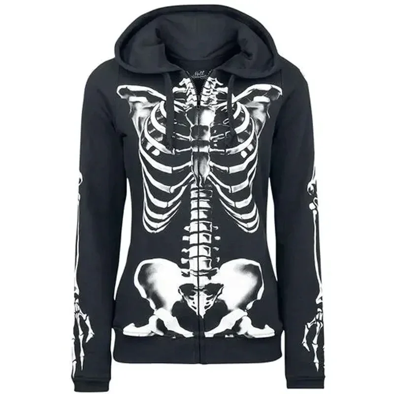 

Spring Autumn Female Hooded Sweatshirt Zipper Up Slit Back Long Sleeve Loose print Women Fleece Hoodies Coats plus size women