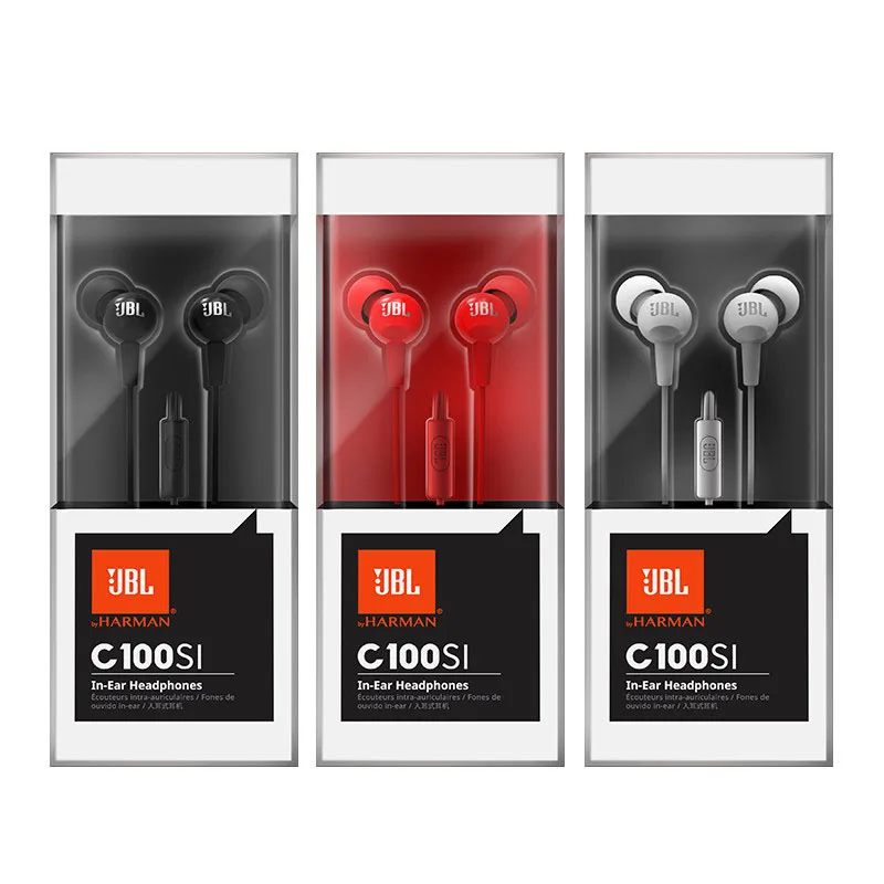 Фото Наушники-вкладыши JBL C100SI с круглым разъемом 3,5 мм, проводные, с глубокими басами, стереозвуком и микрофоном для звонков без помощи рук, для IOS и Android. №4