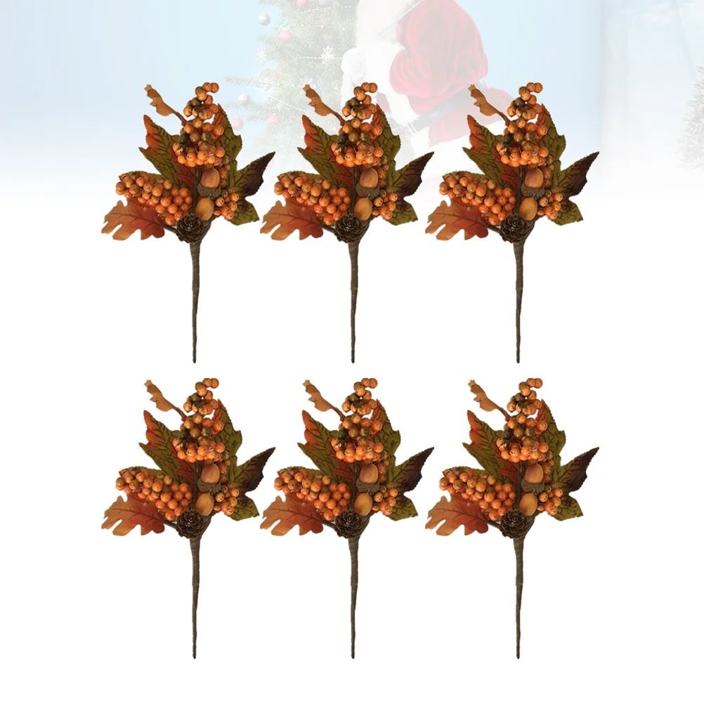 

Picks Fall Floral Thanksgiving Artificial Pine Stems Simulation Flower Leaves Cone Berry Berries Autumn Ornament Flowers Fake