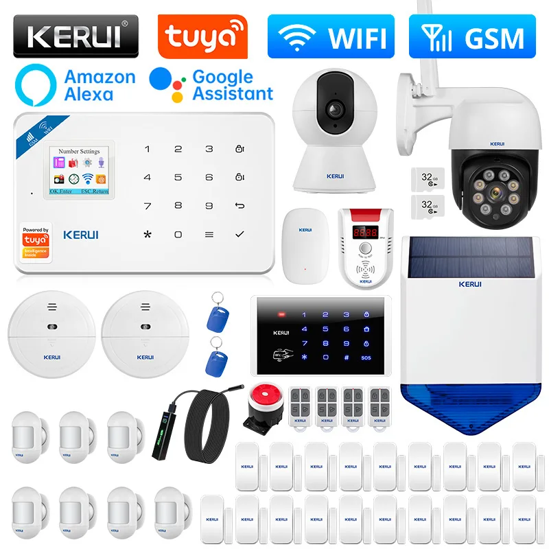 

KERUI W181 WIFI GSM Alarm Home Kit Alarm System Support Alexa Smart Life Motion Sensor Detector Door Sensor Siren IP Camera