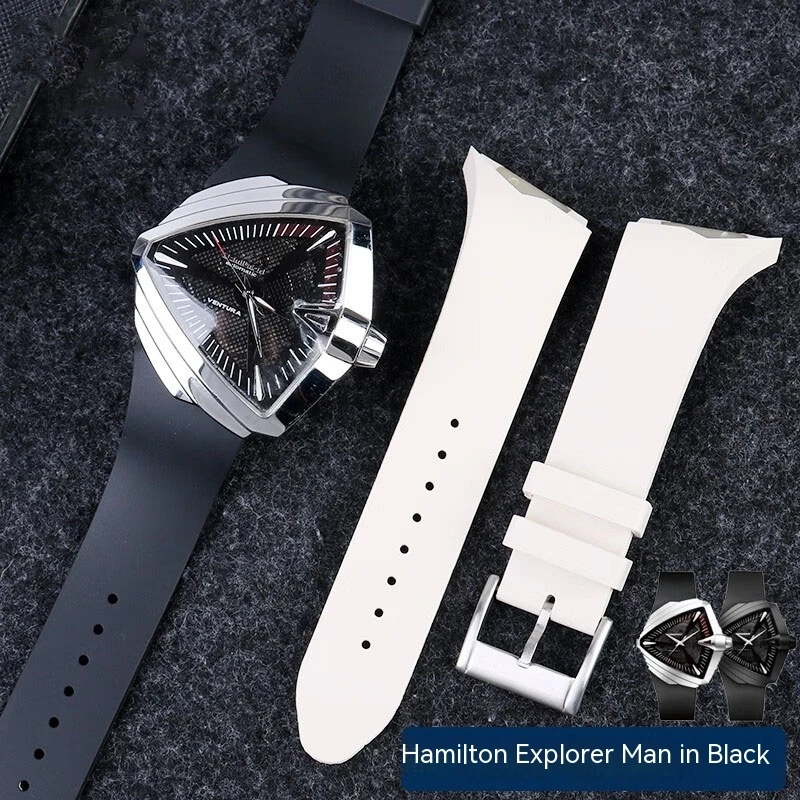 Ремешок резиновый для наручных часов подходит Гамильтона Elvis Black Man H24655 H24615