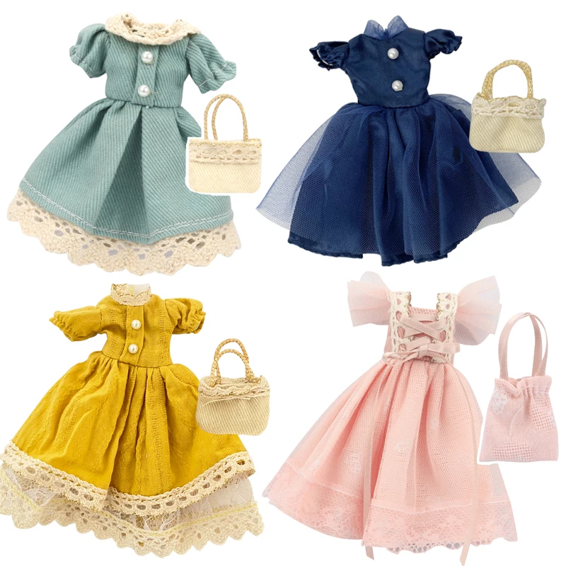 

Dolls Clothes Accessories Outfit for 10/12 Inch 1/6 Lean Body Beauty Colourful Dress Skirt Wear with Handbag Kids Christmas Gift