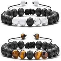 frosted natural stone tiger eye charm onyx bead bracelet for men ladies stretchable friend gift charm bracelet