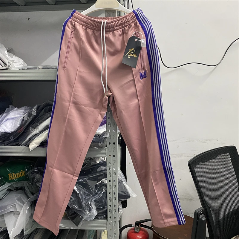 

New Fasion Needles Sweatpants Men Women Best Quality Stripe Butterfly Sporty Track Pants Narrow AWGE Trousers Bermudas