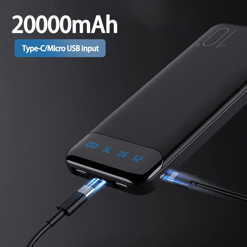 

10000/20000mAh Mobile Power Bank Fast Charging External Battery with LED Screen for Samsung Xiaomi iPhone14 Pro Max Charger