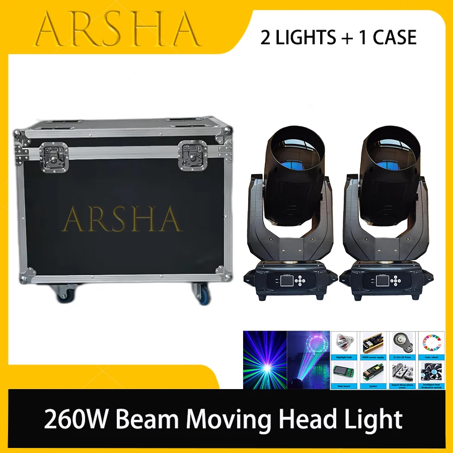 

2PCS Beam 9R 260W Moving Head Light with Flight Case DMX 512 Lyre For DJ Concert Party Activities