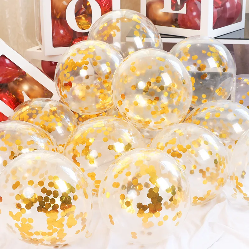 

12 Inch Confetti Wedding Decorations Party Balloon Happy Birthday Aluminum Foil Sequins Baby Shower Bridal Shower Air Balls
