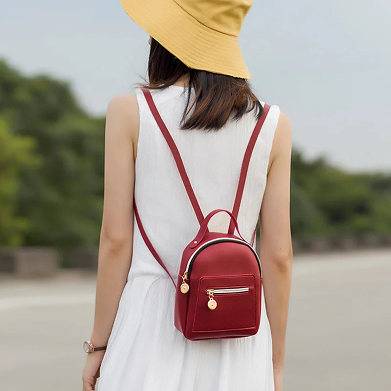 

Women Mini Backpack PU Leather Shoulder Bag For Teenage Girls Multi-Function Small Bagpack Student School Backpack 1PC