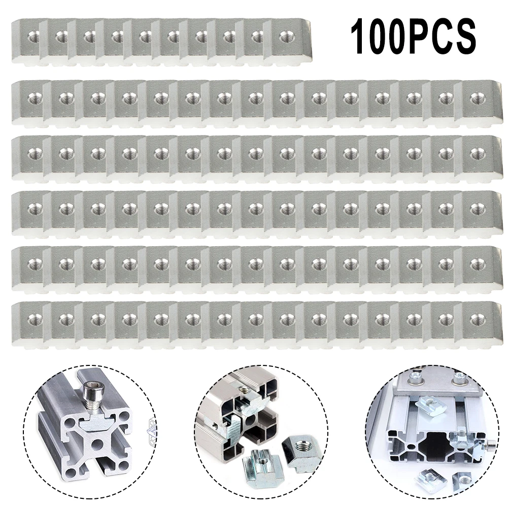 

Groove Blocks M8 Slot Nut Steel Galvanized 100pcs Accessories Aluminium Profiles Slider Nut Solar Photovoltaic