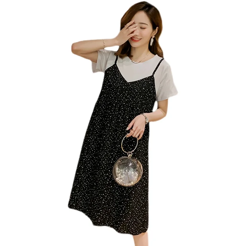 

2022 летняя одежда для беременных модное хлопковое лоскутное платье с коротким рукавом шифоновое платье для беременных свободные платья для беременных