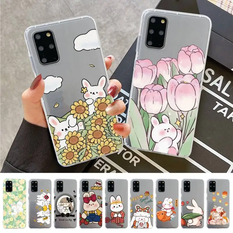 

Cartoon rabbit Phone Case for Samsung A51 A52 A71 A12 for Redmi 7 9 9A for Huawei Honor8X 10i Clear Case