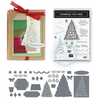 2022 new christmas tree metal cutting dies and clear stamps for diy scrapbook decoration album paper cards embossing craft dies