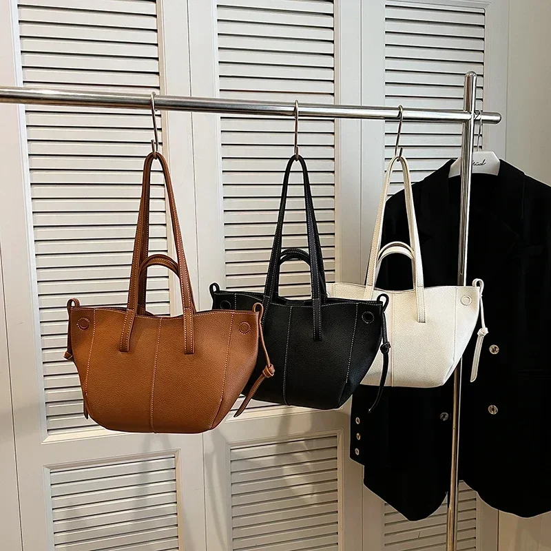 Индивидуальные сумки-тоут большого размера из искусственной кожи однотонные 2024