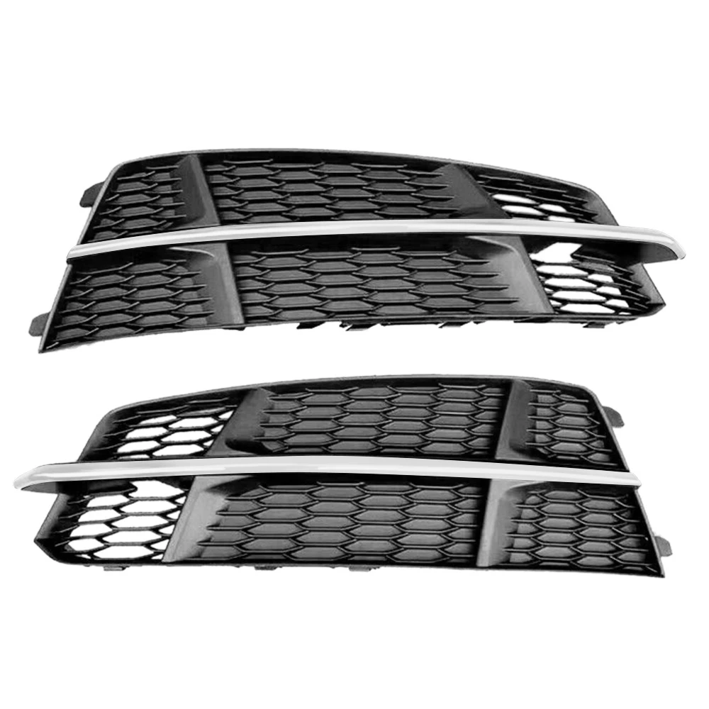 

2X Front Bumper Fog Light Grille Grill Cover Replacement for-Audi A6 C7 S-Line S6 2015-2018 4G0807681AN 4G0807682AN