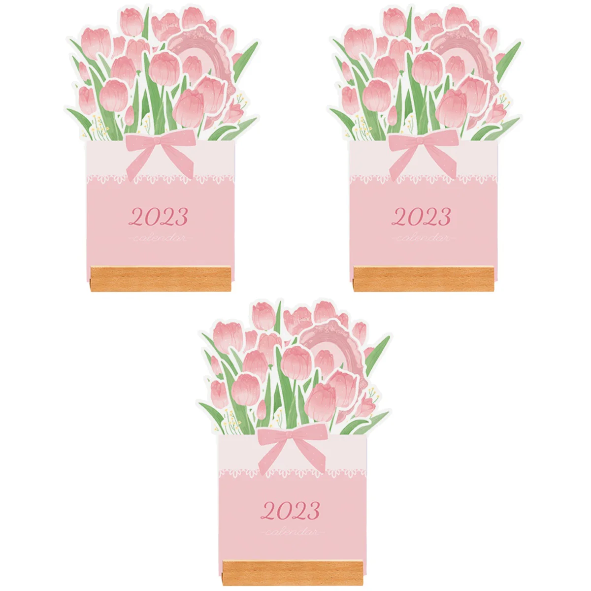 

3pcs Floral Calendar Paper Calendar Desktop Calendar Card-Insert Paper Calendar