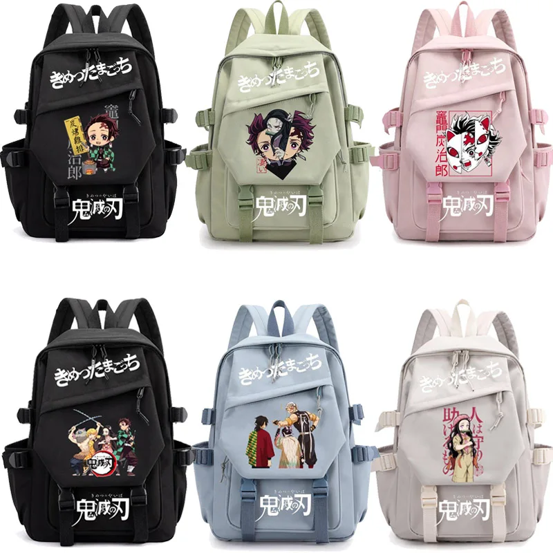 

Demon Slayer Series Canvas School Bag Tanjirou Nezuko Agatsuma Zenitsu Inosuke Backpack Anime Peripheral Large Capacity Student