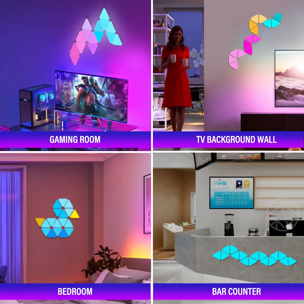Настенный светсветильник льник Wi-Fi светодиодный треугольный RGB голосовое
