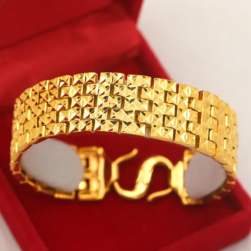 Браслет-цепочка мужской под реальное золото 19 мм